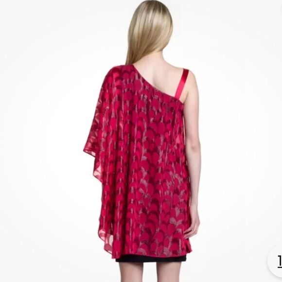 ERIN FETHERSTON Pink Overlay Black Lea Silk Metallic Party Dress  NEW Flawed - Picture 3 of 11